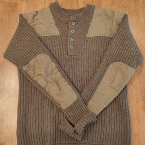 LL Bean Commando Henley Crewneck Sweater Deep Green Size Medium